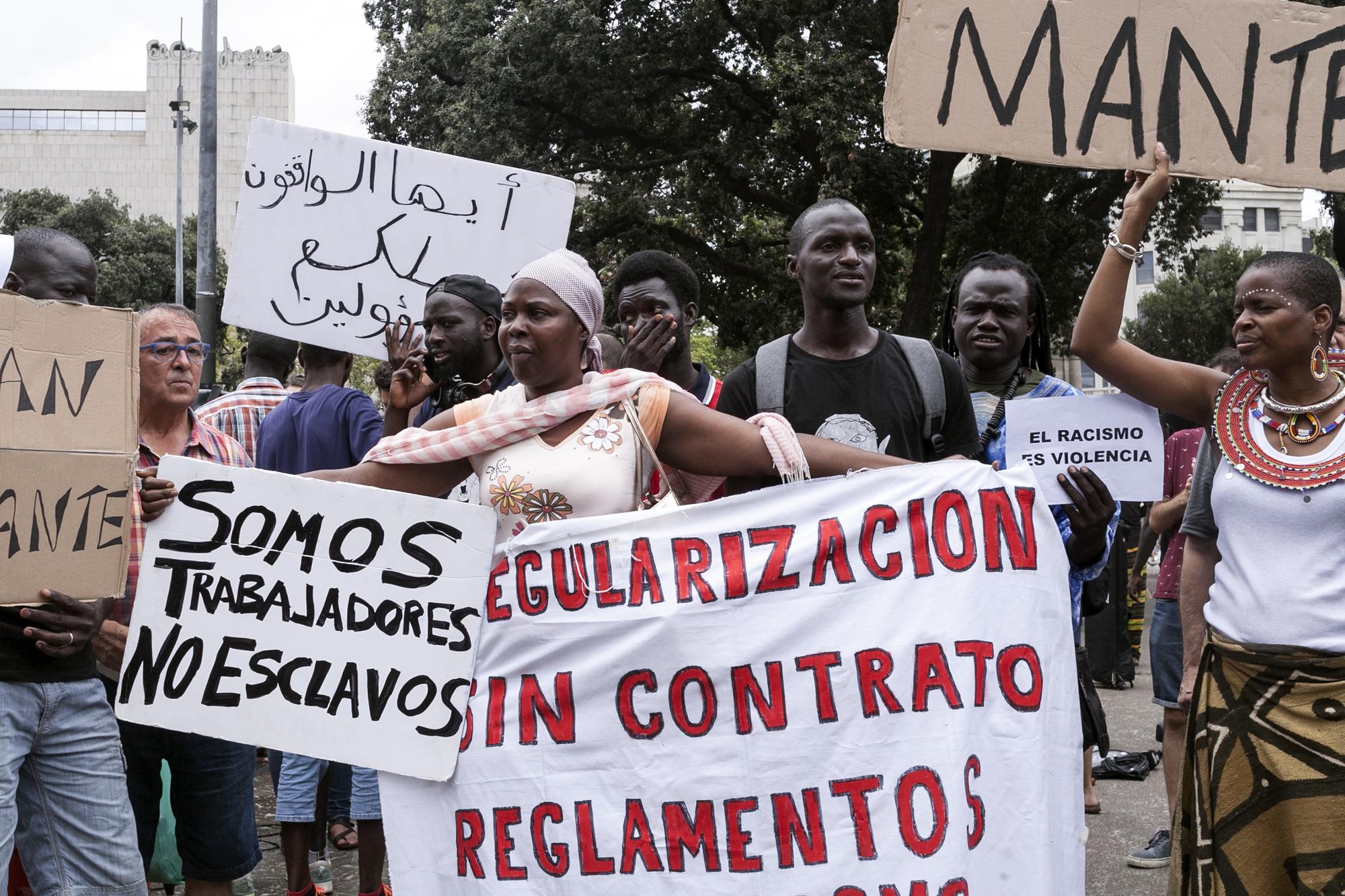 Concentración Barcelona Manteros contra la criminalización del colectivo